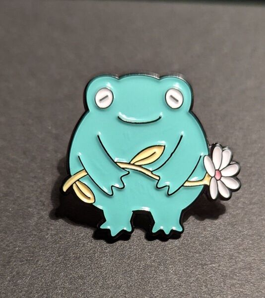 カエル × お花 ピンバッジ N2-13 かえる 蛙