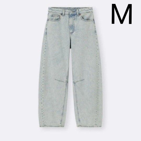 新品 バレルレッグジーンズ GU デニムパンツ Mサイズ ブルー レディース ジーユー 標準丈