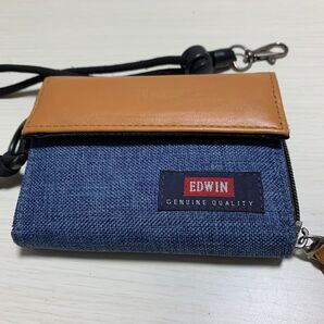 オススメ☆美品☆EDWIN パスケース付き二つ折り財布 デニム×レザー