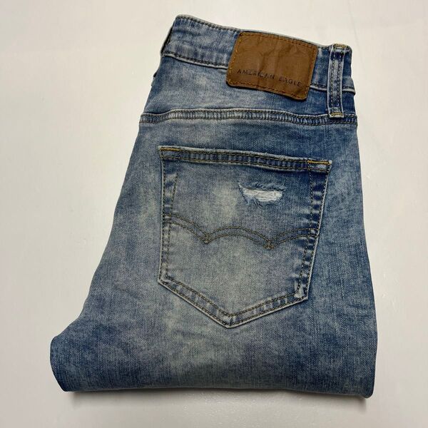 AMERICAN EAGLE アメリカンイーグル ストレッチスキニージーンズ デニムパンツ クラッシュ加工 W29 L30