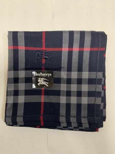 新品 未使用 BURBERRY バーバリー ノバチェック メンズ ハンカチ ネイビー