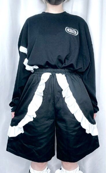 新品 ぬた。 フリル付きパンツ Lサイズ ハーフパンツ 黒 悪魔界隈 サイバー サブカル あのちゃん 地雷系 デビル 病み系 闇系