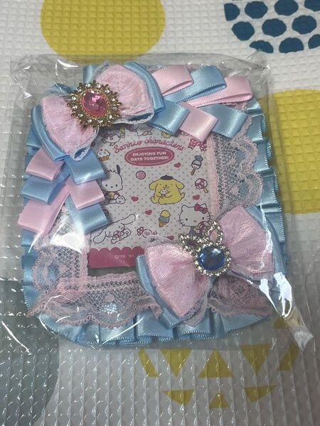 ③ ハンドメイド トレカケース 硬質ケース 硬質カードケース トレカデコ デコトレカ りぼん ピンク 水色 レース サンリオ