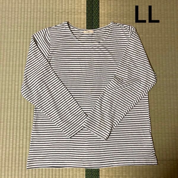 レディース LL b.i abbeyボーダー 長袖Tシャツ シミや汚れがある為、状態はよくありません。