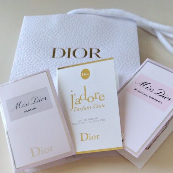 新品未使用 Dior 香水サンプル3本セット ミスディオール ブルーミングブーケ ジャドール ショッパー付き
