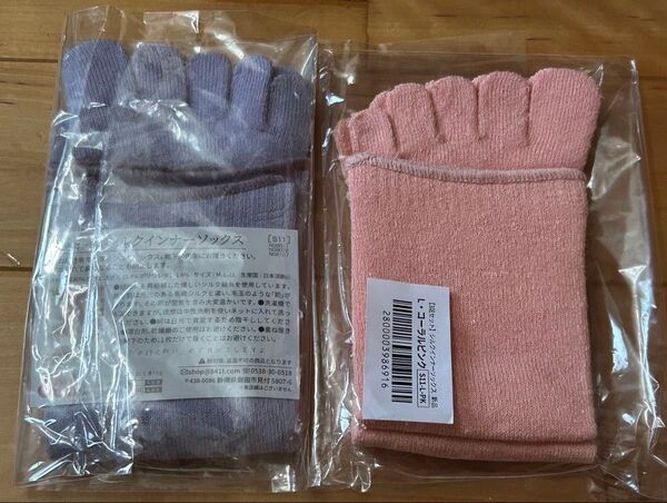 重ねばき専用 シルク インナーソックス 5本指ソックス 2足組