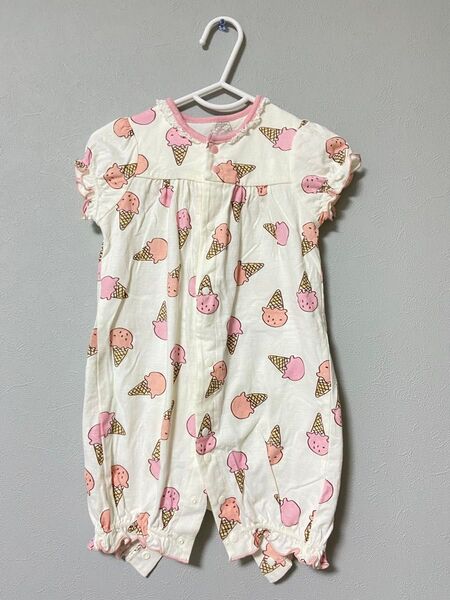 ロンパース ピンク カバーオール ベビー服 子供服 ベビー 女の子 夏 半袖 アイス柄
