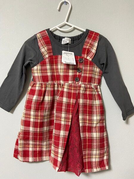 キッズ ベビー 女の子 チェック柄 赤 ワンピース 90 ウィルメリー 新品 タグ付き 未使用