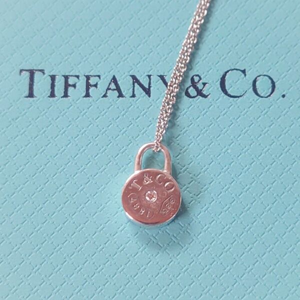 極美品 Tiffany&Co. ティファニーアンドコー ネックレス 1Pダイヤ ラウンドロック 1837 シルバー925 袋付き