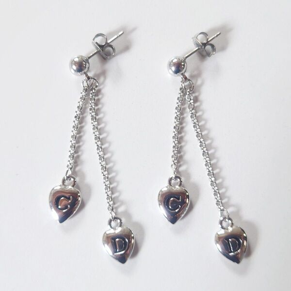 未使用に近い ChristianDior クリスチャンディオール ピアス ハート CDロゴ シルバー アクセサリー レディース