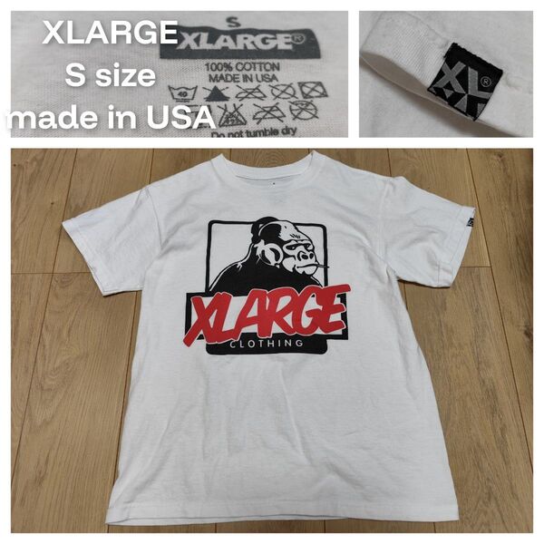 XLARGE S Tシャツ 白 white ホワイト ゴリラ USA製 エクストララージ ストリート ロサンゼルス 00s 90s