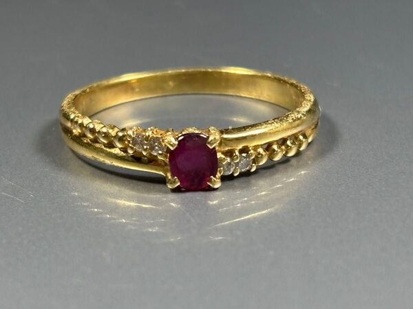 (634)【天然メレダイヤ0.04ct】K18石付リング