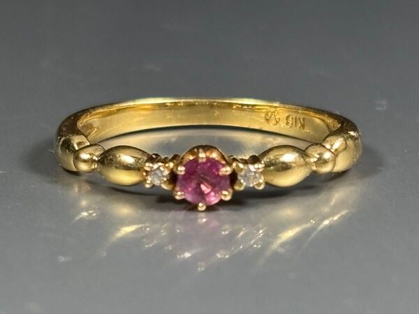 (635)【天然メレダイヤ0.02ct】K18石付リング