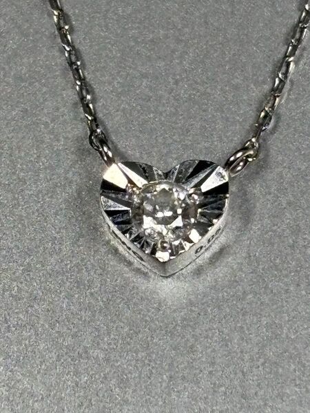 (614)【天然メレダイヤ0.05ct】K18WGチェーンネックレス