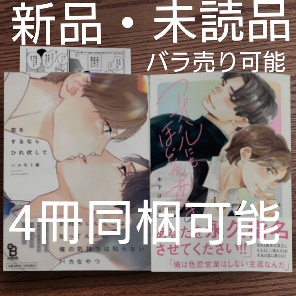 新品 2冊セット☆恋をするならひれ伏して/ハルモト紺/アオハルにもほどがある/木下けい子/BL 漫画/特典付き☆