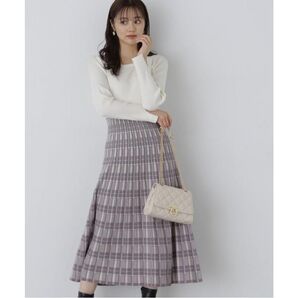 プロポーションボディドレッシング チェックプリーツニットワンピース