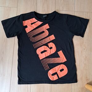 SPACE CAT ロゴTシャツ 黒 オレンジ 150サイズ 古着