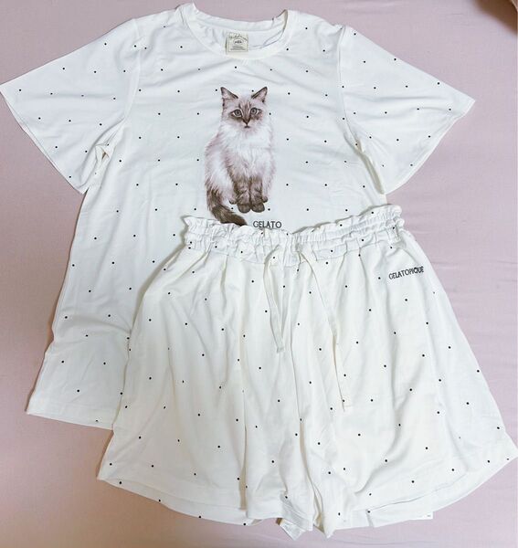 新品 gelato pique ジェラートピケ 猫柄 パジャマ セット ルームウェア
