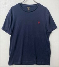 ポロラルフローレン クルーネック 半袖 Tシャツ (Ｍ) POLO ネイビー 紺 コットン_画像2