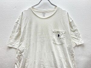 ポロラルフローレン クルーネック 半袖 ポケット Tシャツ (XL) POLO ポケT 白