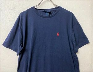 00's ポロラルフローレン クルーネック 半袖Tシャツ 紺 (Ｓ) ネイビー コットン 00年代 旧タグ POLO