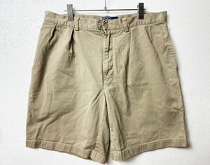 00's ポロラルフローレン 2タック コットンチノショーツ (36) カーキ系 00年代 旧タグ ＰＯＬＯ ショートパンツ