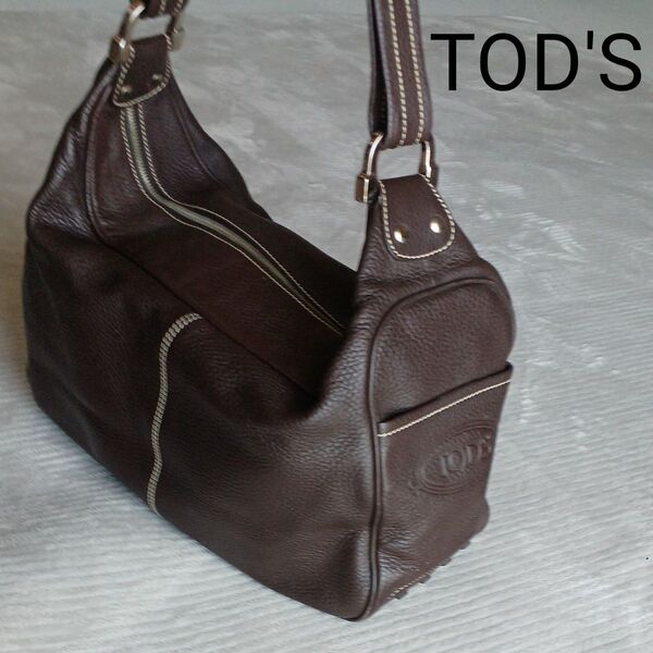 【43】TOD'S ◆ワンショルダーバッグ ブラウン 本革レザー