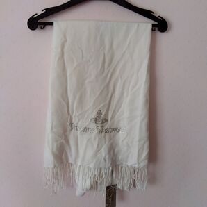 ヴィヴィアンウエストウッド Vivienne Westwood ストール ホワイト 白 タグ付き ストーン キラキラ フリンジ