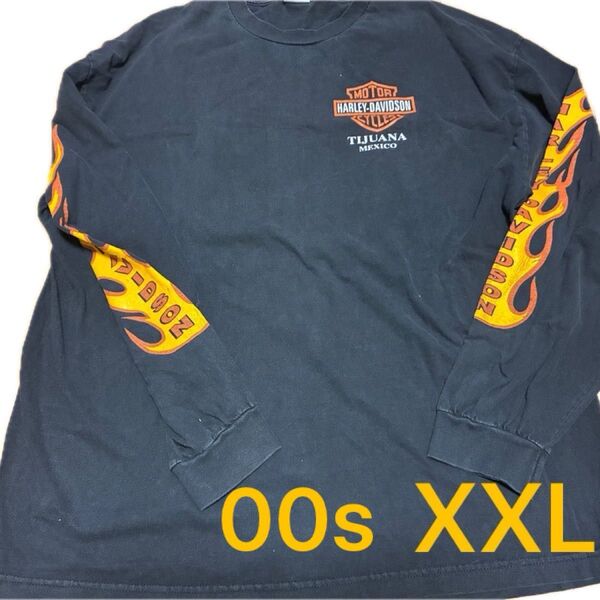 Vintage Harley Davidson ハーレー フレイム ロンT Long Sleeve Flame 00s XXL