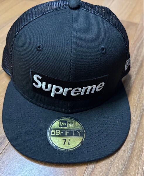 Supreme×NEW ERA ベースボールキャップ ブラック 7 3/8