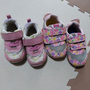 IFME ミニーちゃん 花柄 ベビーシューズ 14.5cm かるりんぱ 14.0cm 2足セット