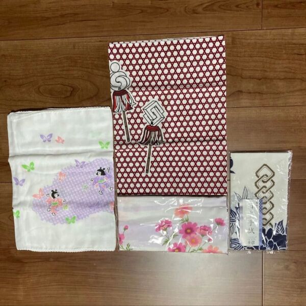 訳あり未使用★手ぬぐい4枚まとめ売り 【他ページとのおまとめ・値下げ交渉大歓迎】