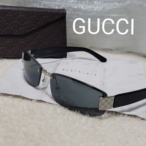 【美品】GUCCI グッチ サングラス GG柄 度なし GG1799 クロス ケース付き