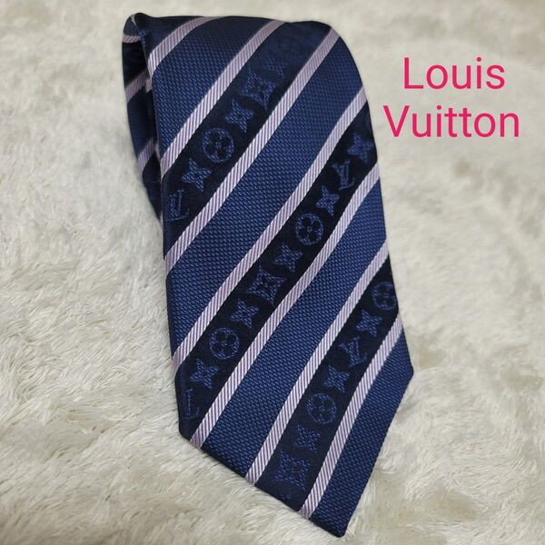 Louis Vuitton ルイヴィトン ネクタイ モノグラム ストライプ ジャガード シルク100