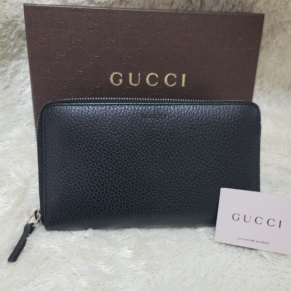 【未使用】GUCCI グッチ ラウンドファスナー 長財布 ロングウォレット ブラック 黒 ジップ ラウンドファスナーロング