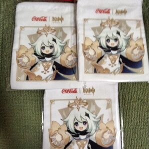 コカコーラ 巾着ポーチ 3個セット 原神 コンプリート イオン限定品パイモン