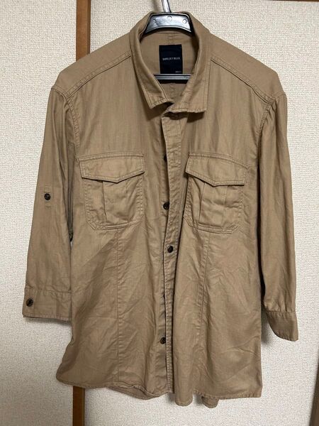 SHIPS JET BLUE シャツ 七分袖 ベージュ