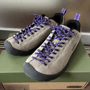 【美品】KEEN キーン レディース ジャスパー JASPER 23.5 スニーカー ローカット 紫 ベージュ