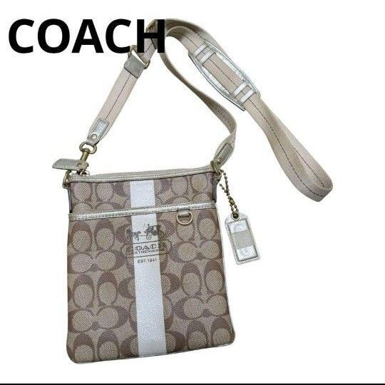 コーチ COACH ショルダーバッグ サコッシュ 斜め掛け キャンバス レザー シグネチャー