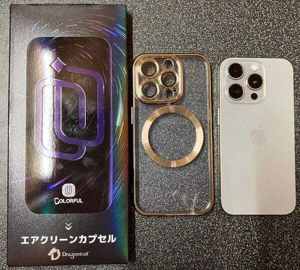 iPhone 15 Pro 128GB 海外版 SIMフリー 覗き見防止フィルター、ケース付き