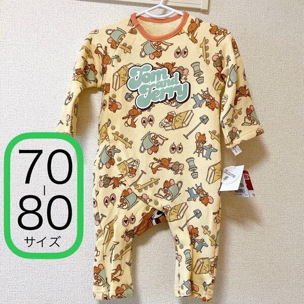 TOM&JERRY トム&ジェリー 長袖ロンパース 総柄(70-80cm) カバーオール ベビー 子供服 長袖 長袖ロンパース
