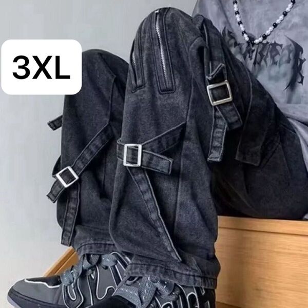 カーゴパンツ ユニセックス ストリート ベルト ヒップホップ ポケット ボンテージ パンク ロック Y2K