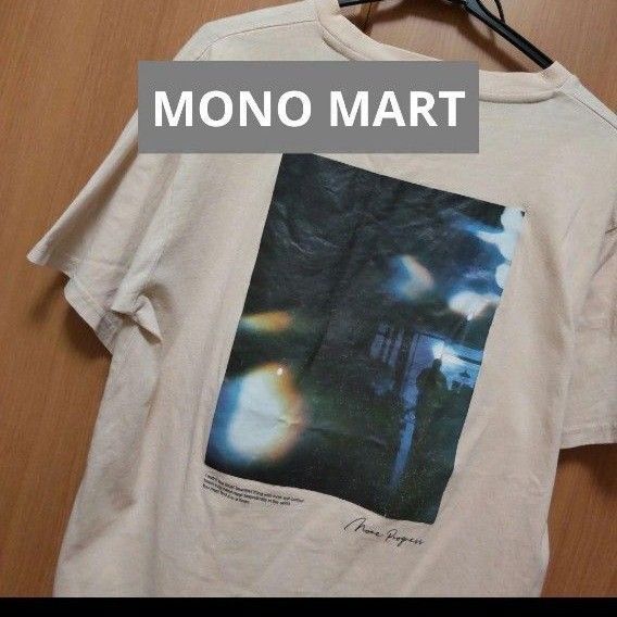 MONO-MART別注プリントART ビッグシルエット グラフィックアート バックプリント 半袖カットソー ベージュ
