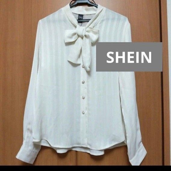SHEIN Dazy ボウタイ シワ加工 ブラウス オフホワイト
