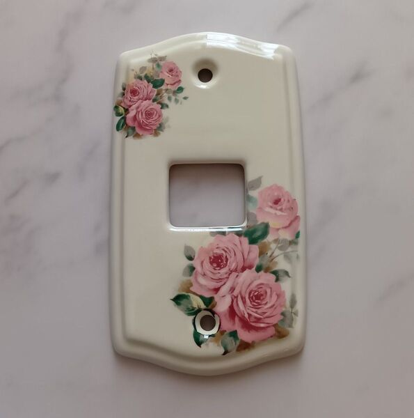 スイッチプレート スイッチカバー 陶器 薔薇 ローズ 1口 姫 インテリア 雑貨