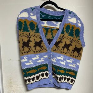 ニットベスト ニット ベスト 古着 総柄