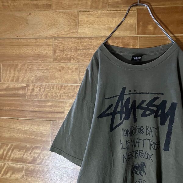 Tシャツ ステューシー STUSSY カーキー ブラック メキシコ製 ロゴプリント ライオン XL