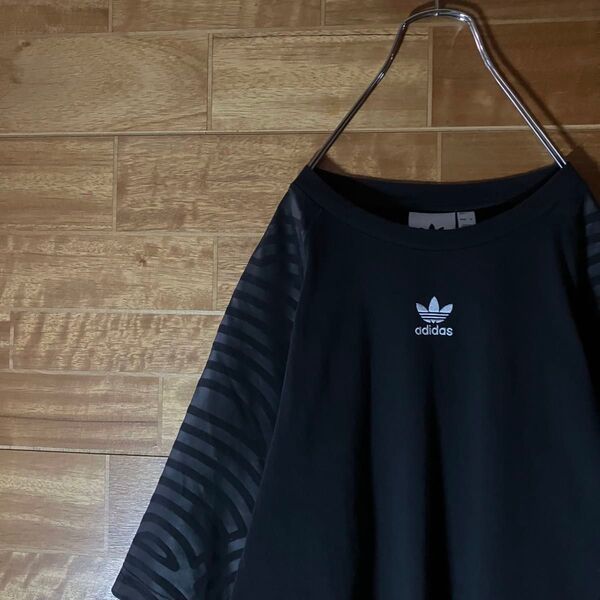 adidas タカハシヒロコ Tシャツ ラグラン センター刺繍ロゴ トレフォイル ブラック L〜XL程