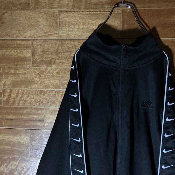 NIKE ナイキ ジャージ トラックジャケット スォッシュ サイドライン マルチロゴ 刺繍ロゴ ブラック ハイネック XXL