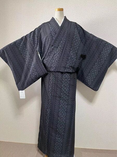 大島紬調単衣 洗える着物 Lサイズ仕立て上り 裄丈68 普段着 単衣着物着物【単品】